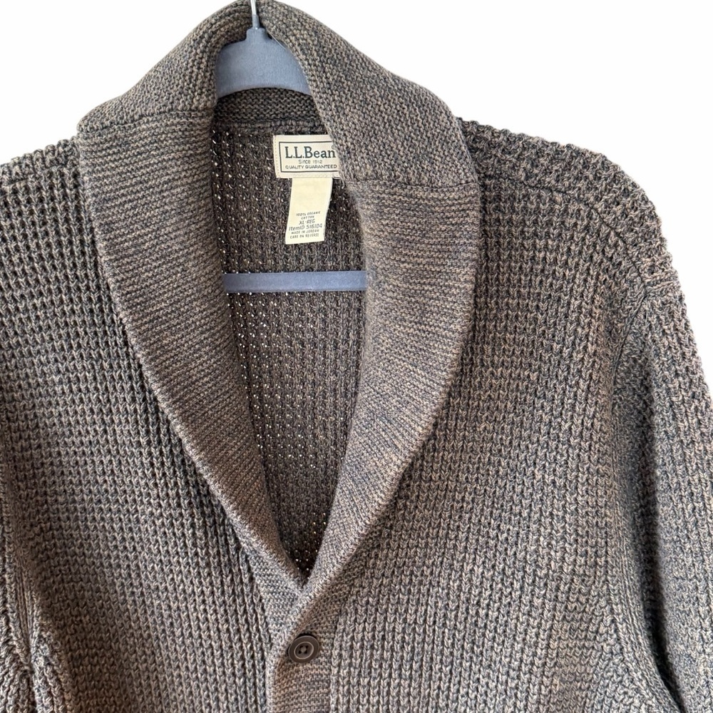 L.L. Bean Men's Charcoal Cardigan Sweater - Picture 3 of 7